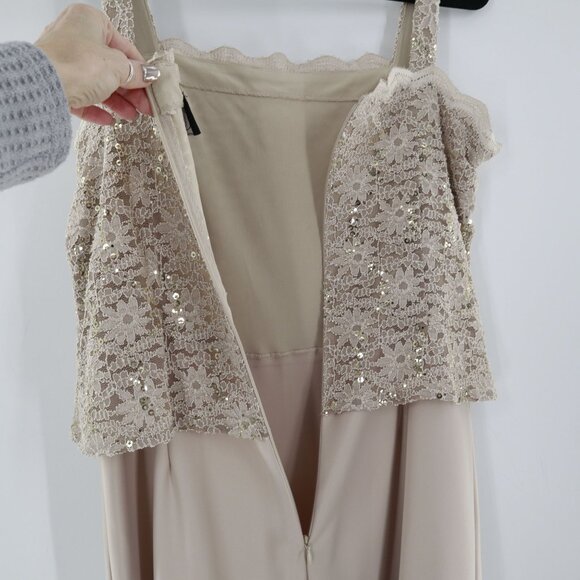 Alex Evenings Lace Sequin Dress Womens 14 Beige Cruise Formal Dance Party Event - Picture 10 of 16